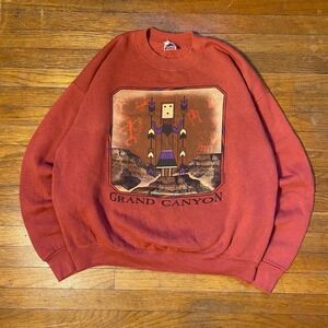 Vintage 90s Fruit of the Loom Grand Canyon Sweatshirt Red Medium Made in USA